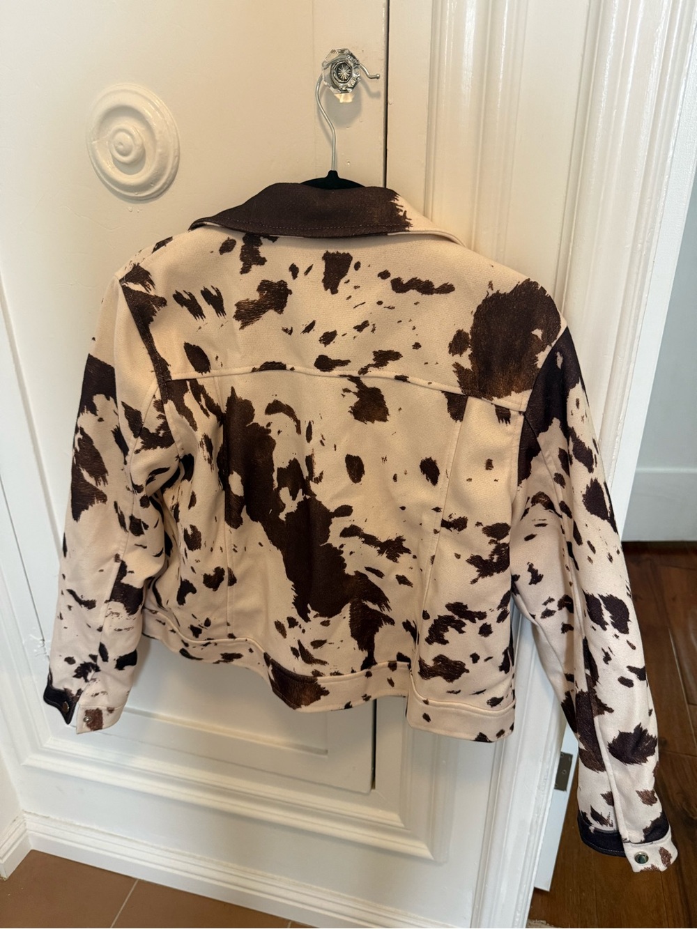 Cow Print Button Western Jacket Cream & Brown - Picture 2 of 5